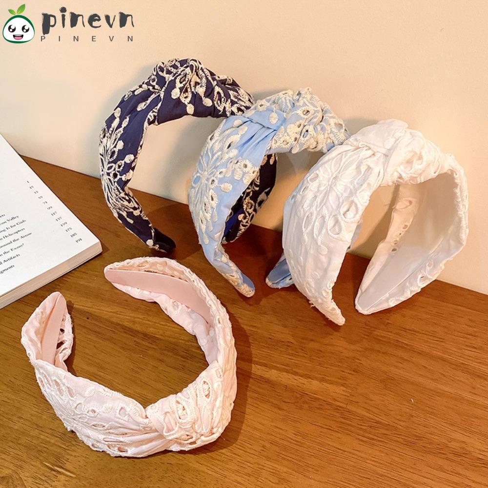 PINEVN Băng Đô Cài Tóc Thêu Họa Tiết Mới Cho Nữ