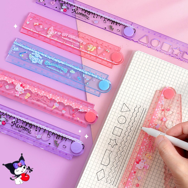 Sanrio Thước Kuromi Hello Kitty Giai Điệu Của Tôi 30 Cm Sáng Tạo Đa Năng Thước Gấp Trong Suốt Không Dễ Xoay Bé Gái Tặng Y