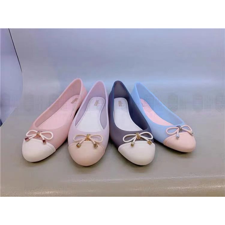 Giày Búp Bê melissa Thắt Nơ Hai Màu Phong Cách Mới 2020 Cho Nữ