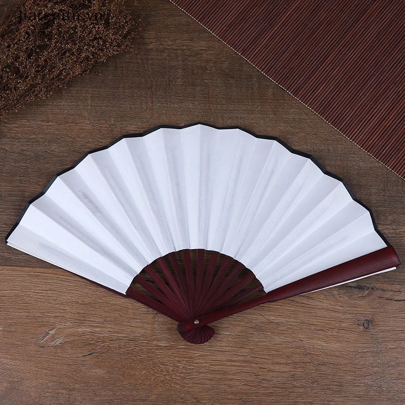 1 Quạt Xếp Cầm Tay Bằng Tre Màu Trơn Phong Cách Trung Hoa Nhật Bản DIY