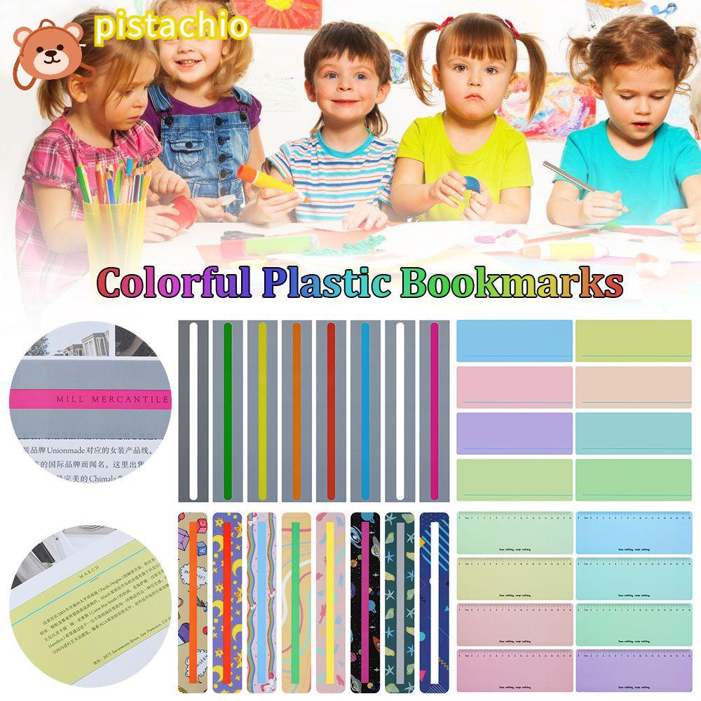 PISTA Bộ 8 Thẻ Đánh Dấu Trang Sách Bằng Nhựa PVC Màu Sắc Phản Quang Nhỏ Gọn Tiện Dụng