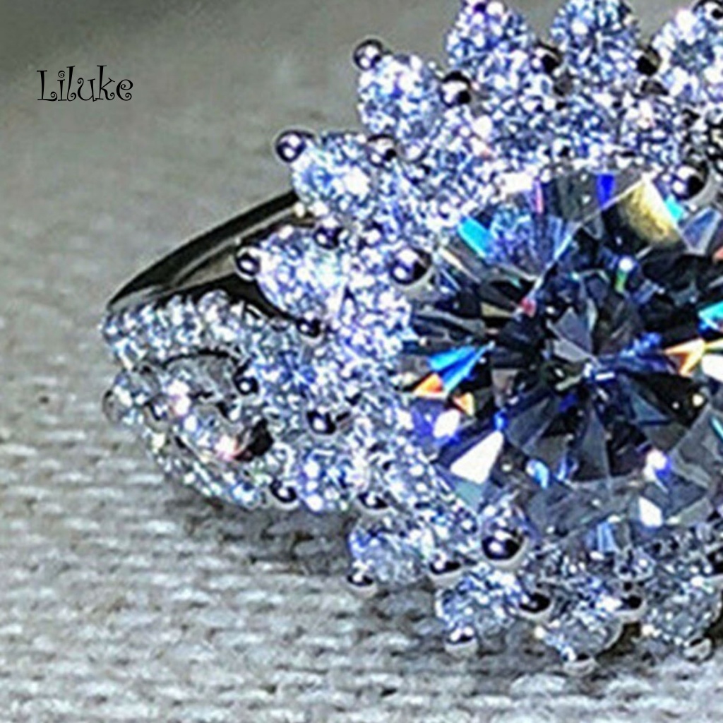 Nhẫn Mạ Bạc Trang Trí Hoa Đính Đá Thời Trang Cho Nữ