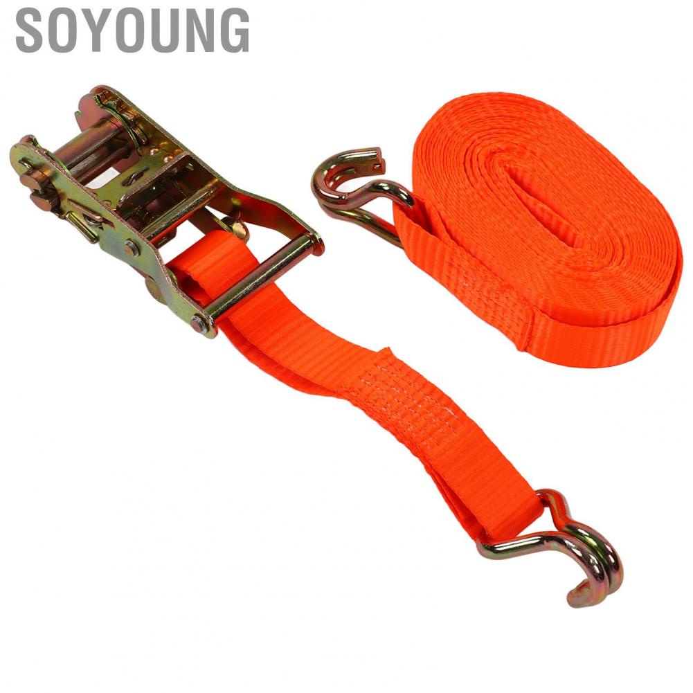 Soyoung Lashing Strap Ratchet Tie Down UV Proof Tear Resistant for Truck Trailer