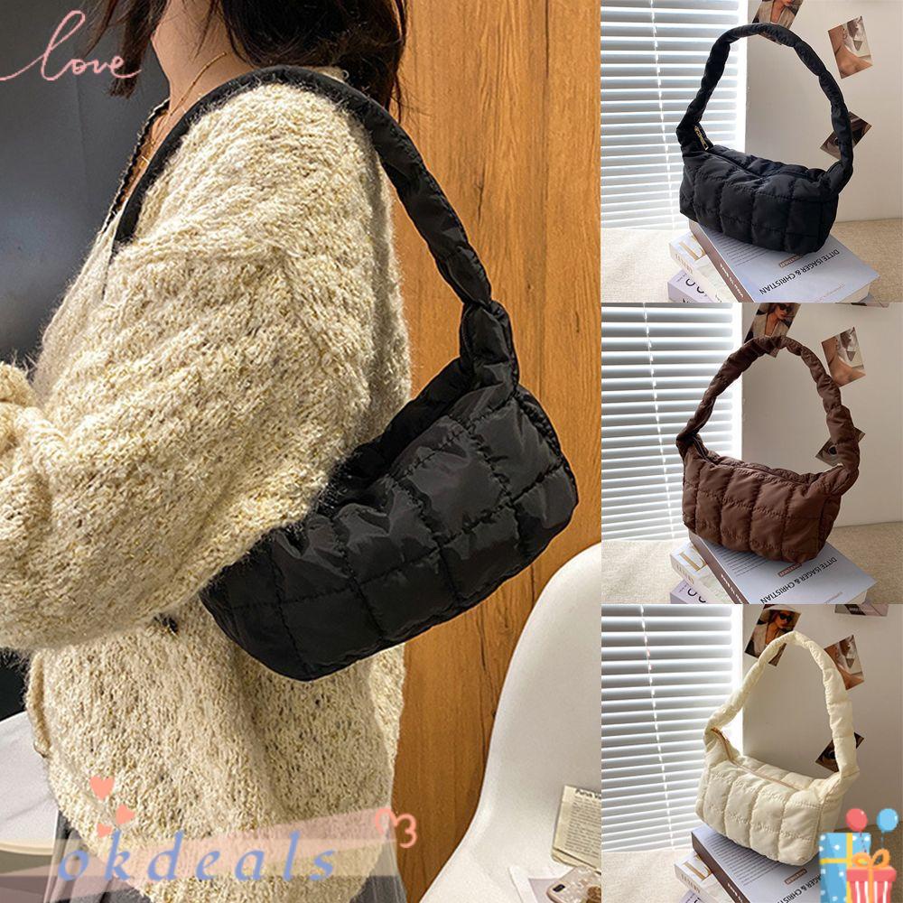 OKDEALS Túi Xách Cotton Cỡ Lớn Họa Tiết Sọc Caro Thời Trang Mùa Đông