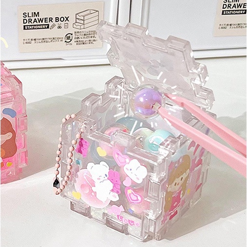 Set 6 Thẻ Đồ Chơi Xếp Hình Goo Pan Goo Dạng Móc Khóa DIY Dành Cho Trẻ Em