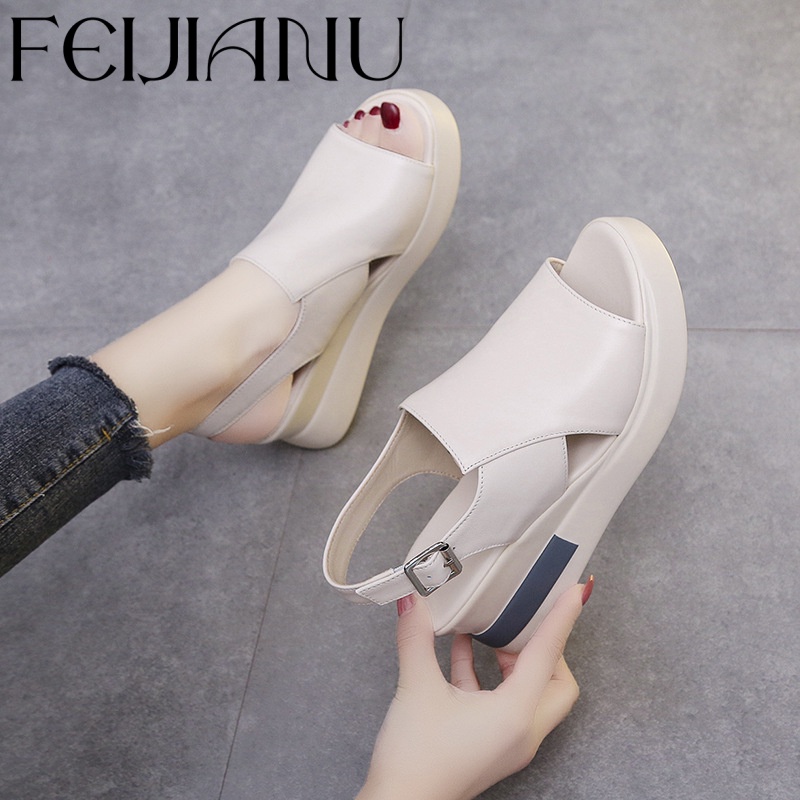 FEIJIANU dép sandal nữ giày sandal nữ dép đế cao đi biển Thoải Mái Xinh Xắn