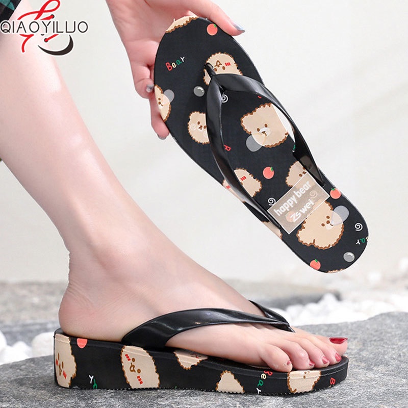 Qiaoyiluo Dép Xỏ Ngón Đế Mềm Dày Dặn Chống Trượt Thời Trang Dành Cho Nữ