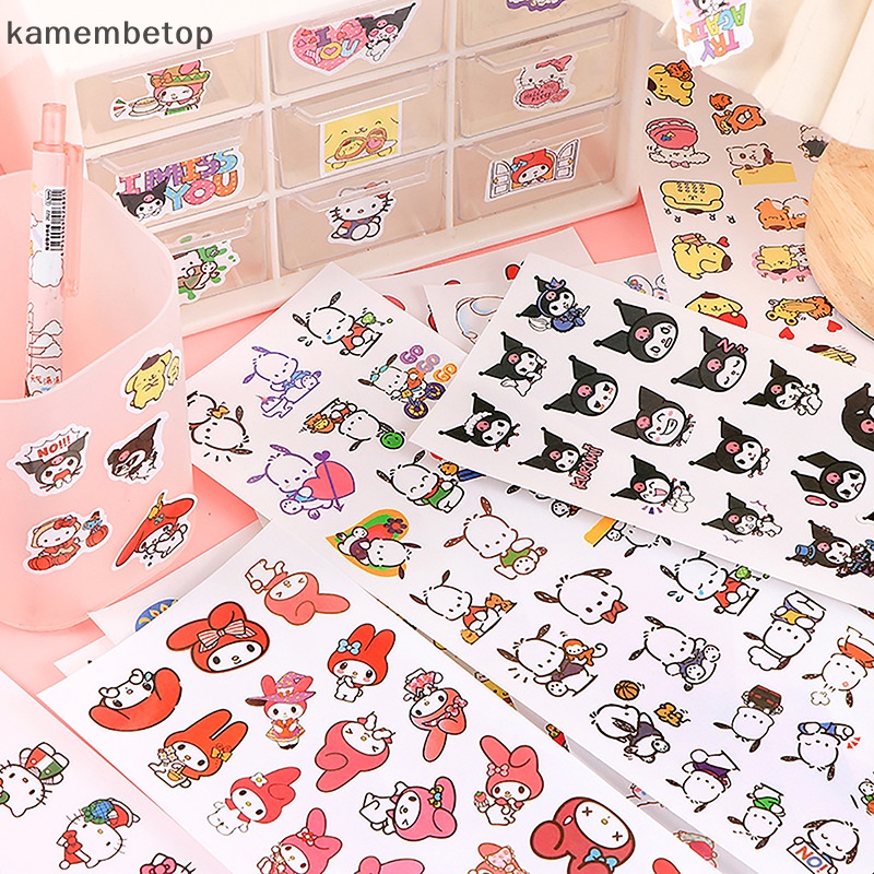 Bộ 4 Miếng Dán Trang Trí Sổ Tay Hình Anime Kulomi Pacha Dog HelloKitty Tamagwei Dễ Thương