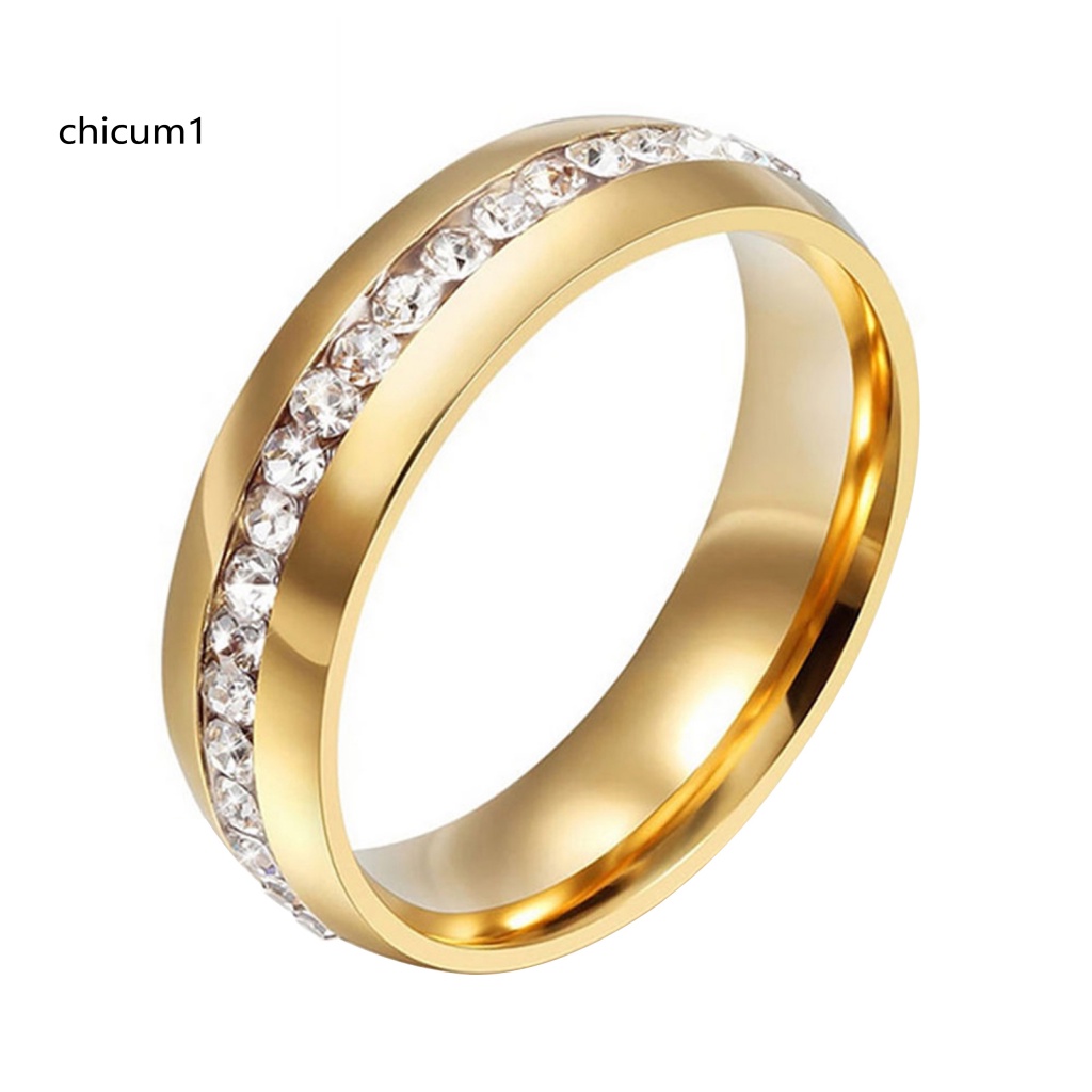 Nhẫn Cưới Chất Liệu Thép Titan Đính Đá Kích Thước 6-13