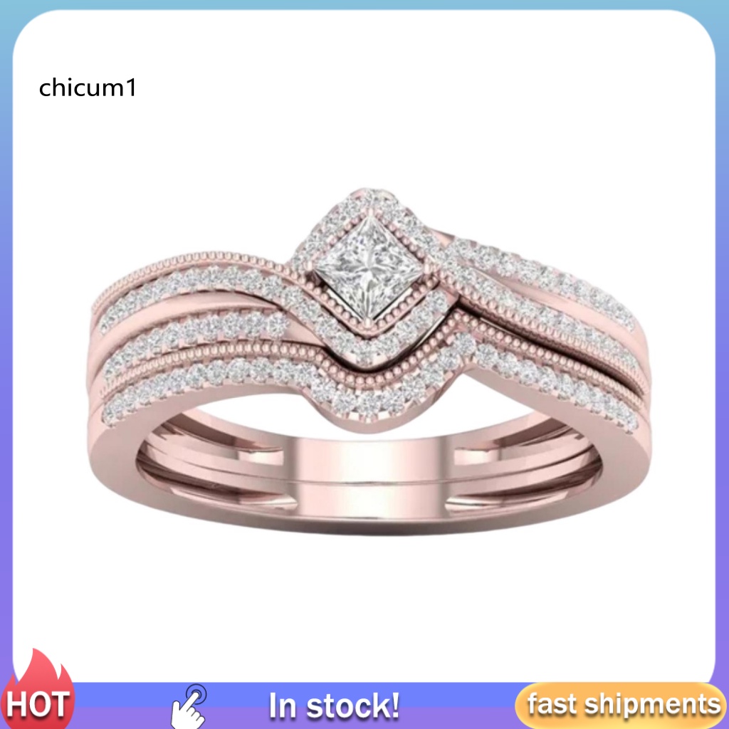 Nhẫn Hợp Kim Đính Đá Zircon Kiểu Dáng Tinh Tế Sang Trọng Cho Nữ
