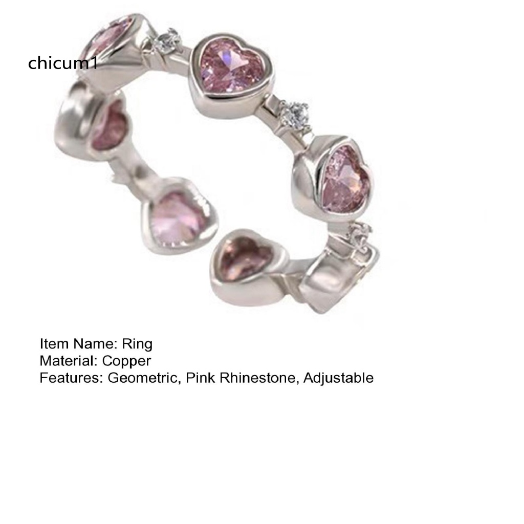 Nhẫn Hở Hình Trái Tim Đính Đá Pha Lê Nhân Tạo Màu Hồng Xinh Xắn Thời Trang Cho Nữ