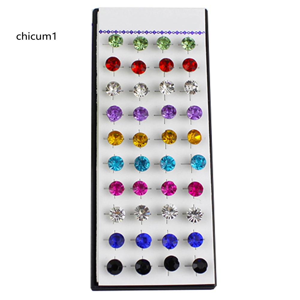 Set 20 Cặp Hoa Tai Nhiều Màu Sắc Lấp Lánh Cho Nữ