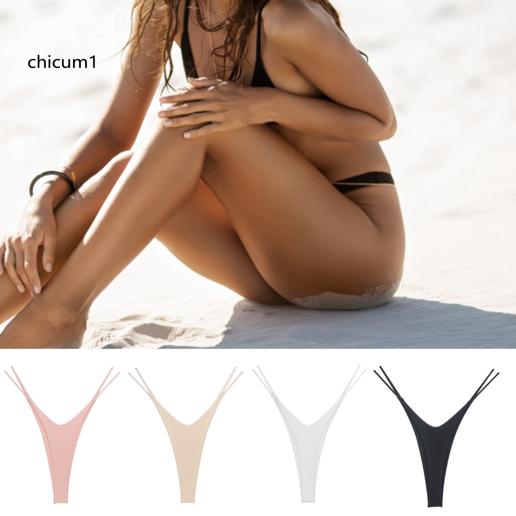 Quần Lót Hai Dây Lưng Thấp Co Giãn Màu Sắc Trơn Quyến Rũ Cho Nữ