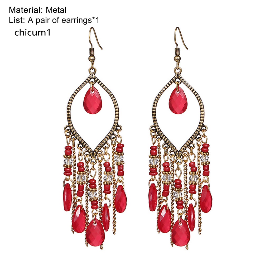 1 Đôi Bông Tai Hình Thác Nước Siêu Dài Phong Cách Bohemia Dành Cho Nữ