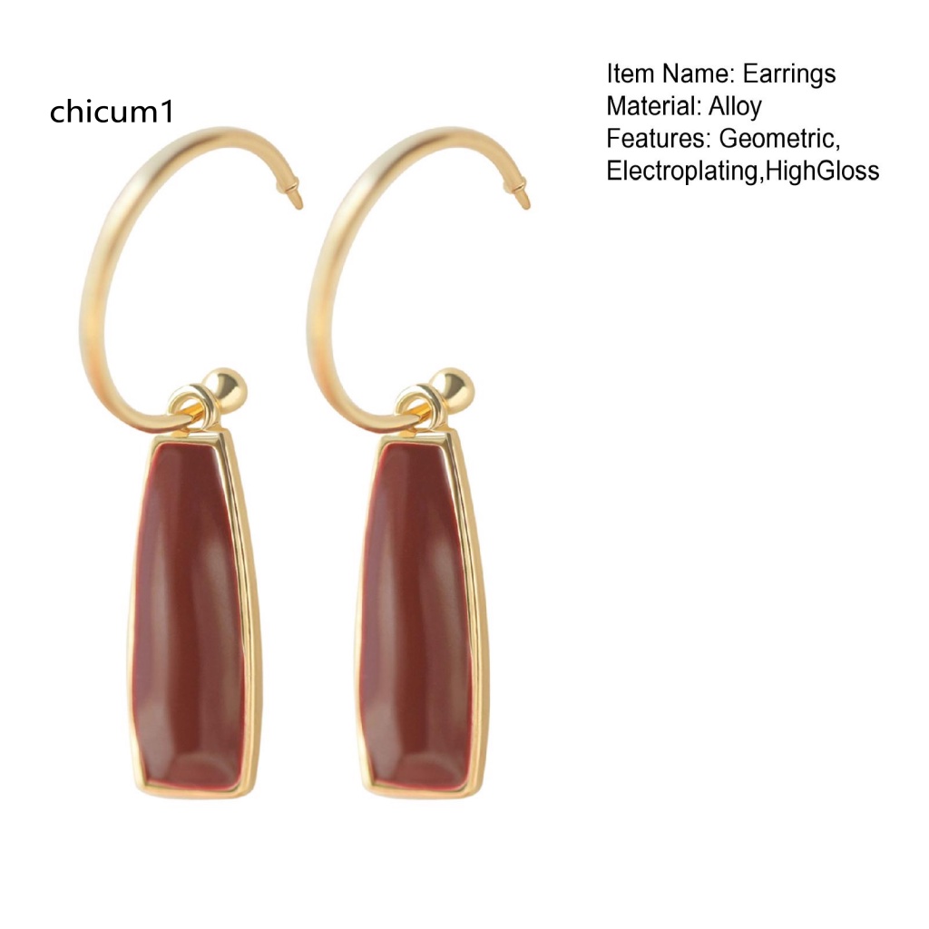 1 Đôi Bông Tai Dạng Kẹp Mạ Bóng Cao Hình Học Quyến Rũ Cho Nữ