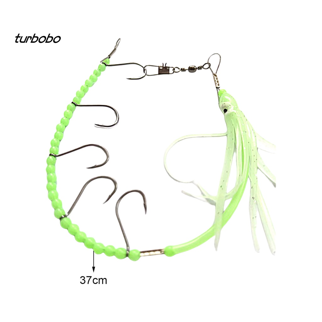 Turbobo Dây Móc Câu Cá 5 Móc Bằng Thép Sắc Bén Phát Sáng Trong Bóng Tối Hình Bạch Tuộc Nhiệt Đới