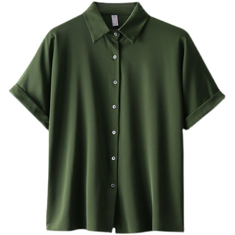 Áo Sơ Mi Vải Satin Tay Ngắn Thời Trang Mùa Hè 2023 Dành Cho Nữ