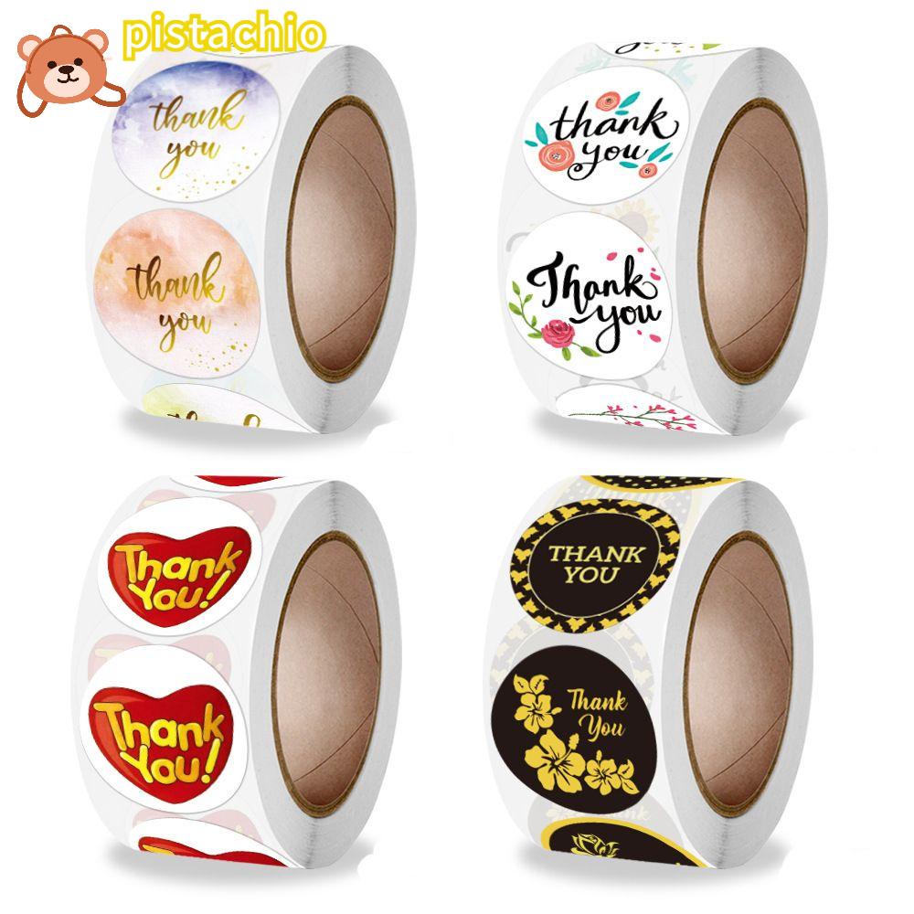 PISTA Cuộn 500 Miếng Dán Chữ Thank You Và Hoa Trang Trí Sổ Tay