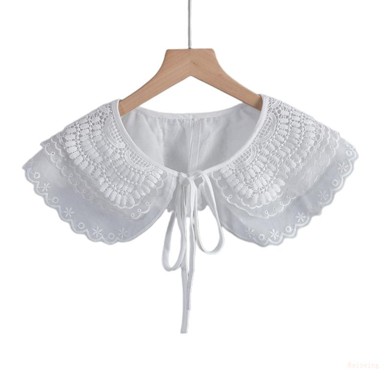 Khăn Choàng Cổ Giả Thêu Hoa Phong Cách Preppy Có Thể Tháo Rời