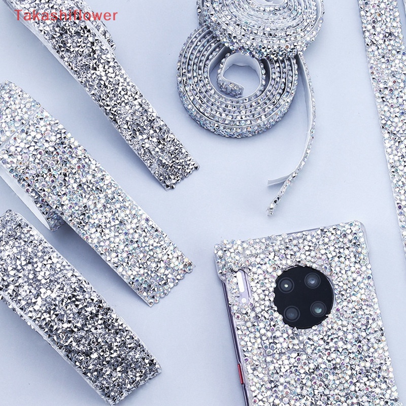 Cuộn Dây Đính Đá Resin Hai Mặt Tự Dính Kích Thước 15mm 30mm 1 Yard Dùng Trang Trí DIY