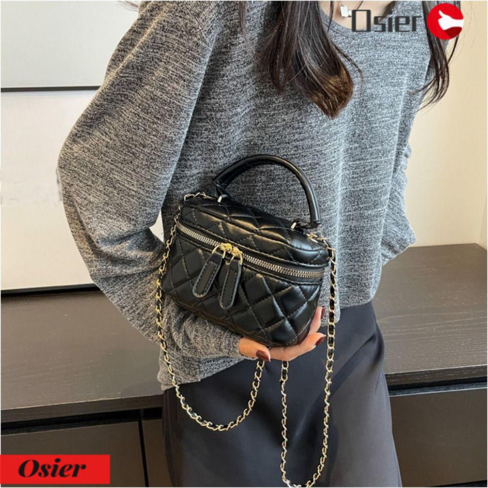 OSIER1 Túi Đeo Chéo Mini Bằng Da PU Họa Tiết Sọc Caro Phong Cách Vintage Thời Trang Cho Nữ