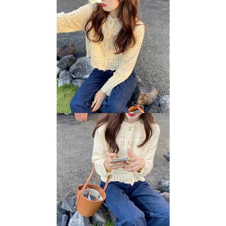 Áo Khoác Cardigan Dệt Kim Dáng Rộng Thời Trang Cho Nữ