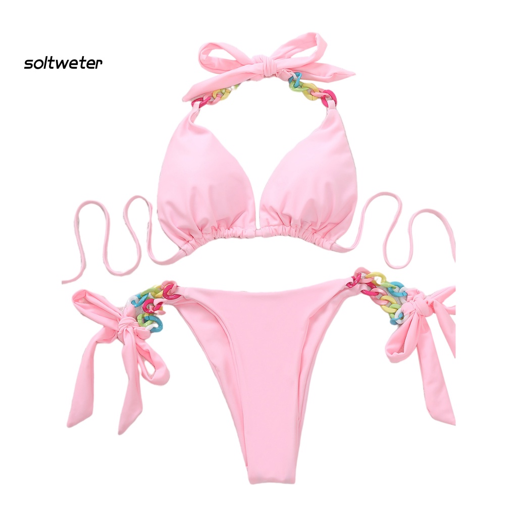 Bộ Bikini 2 Mảnh Dây Xích Nhiều Màu Sắc Có Thể Điều Chỉnh Cho Nữ