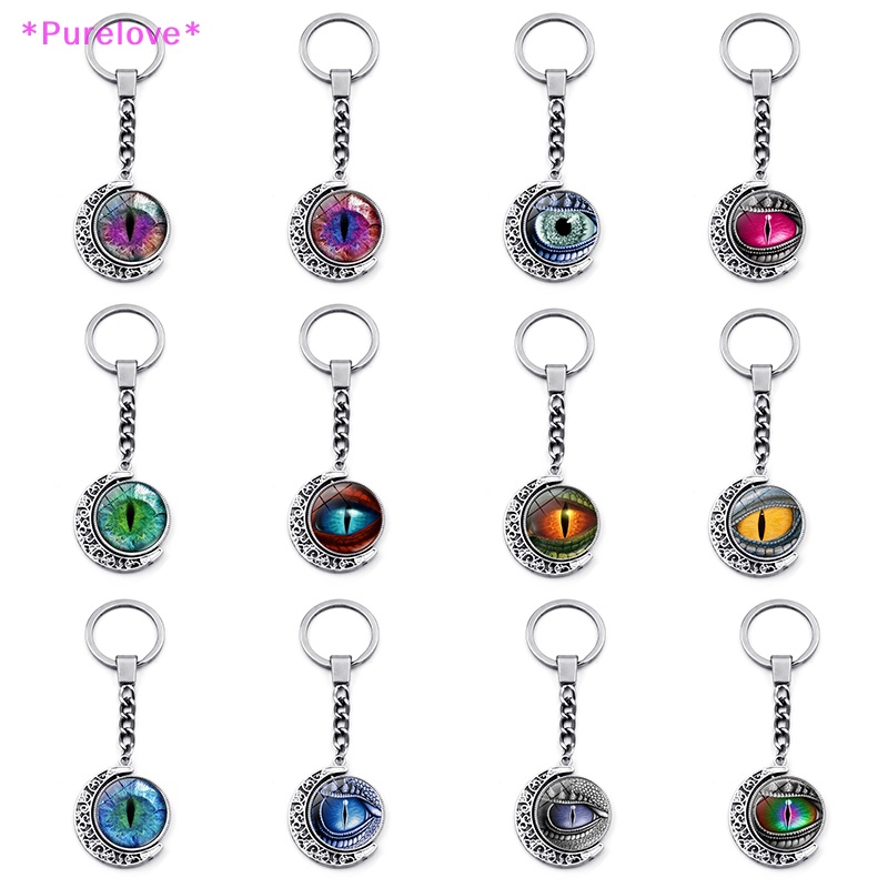 Móc Khóa Đính Đá Quý Hai Mặt Họa Tiết Mặt Trăng Sáng Tạo Phong Cách Vintage Mới