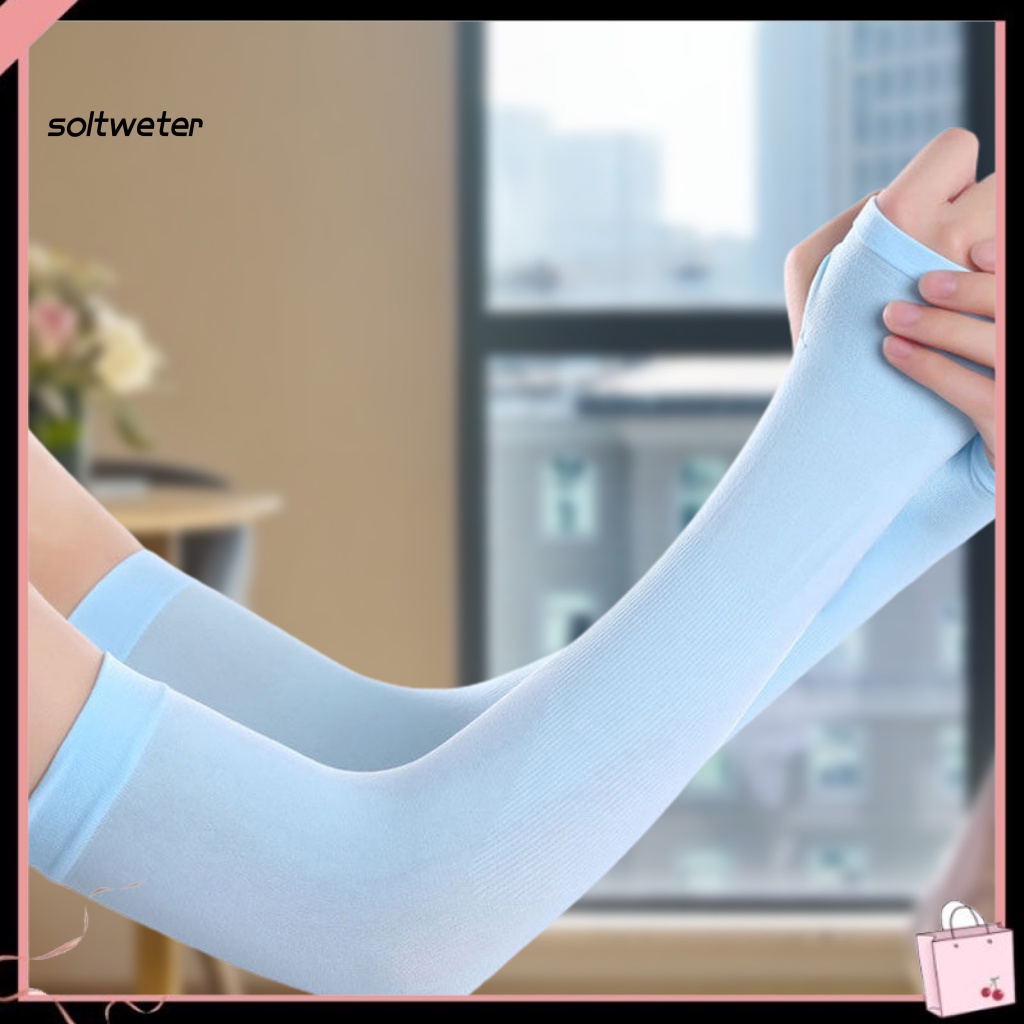 1 Đôi Găng Tay Chống Nắng / Tia UV Màu Trơn Ôm Dáng Tiện Dụng