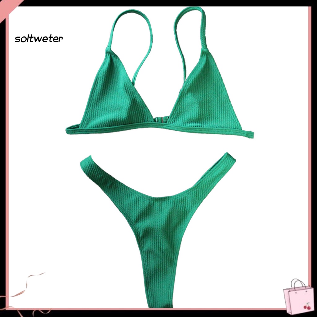 Bộ Đồ Bơi 2 Mảnh Cổ Chữ V Khoét Sâu Nhanh Khô Có Đệm Mút Dành Cho Nữ