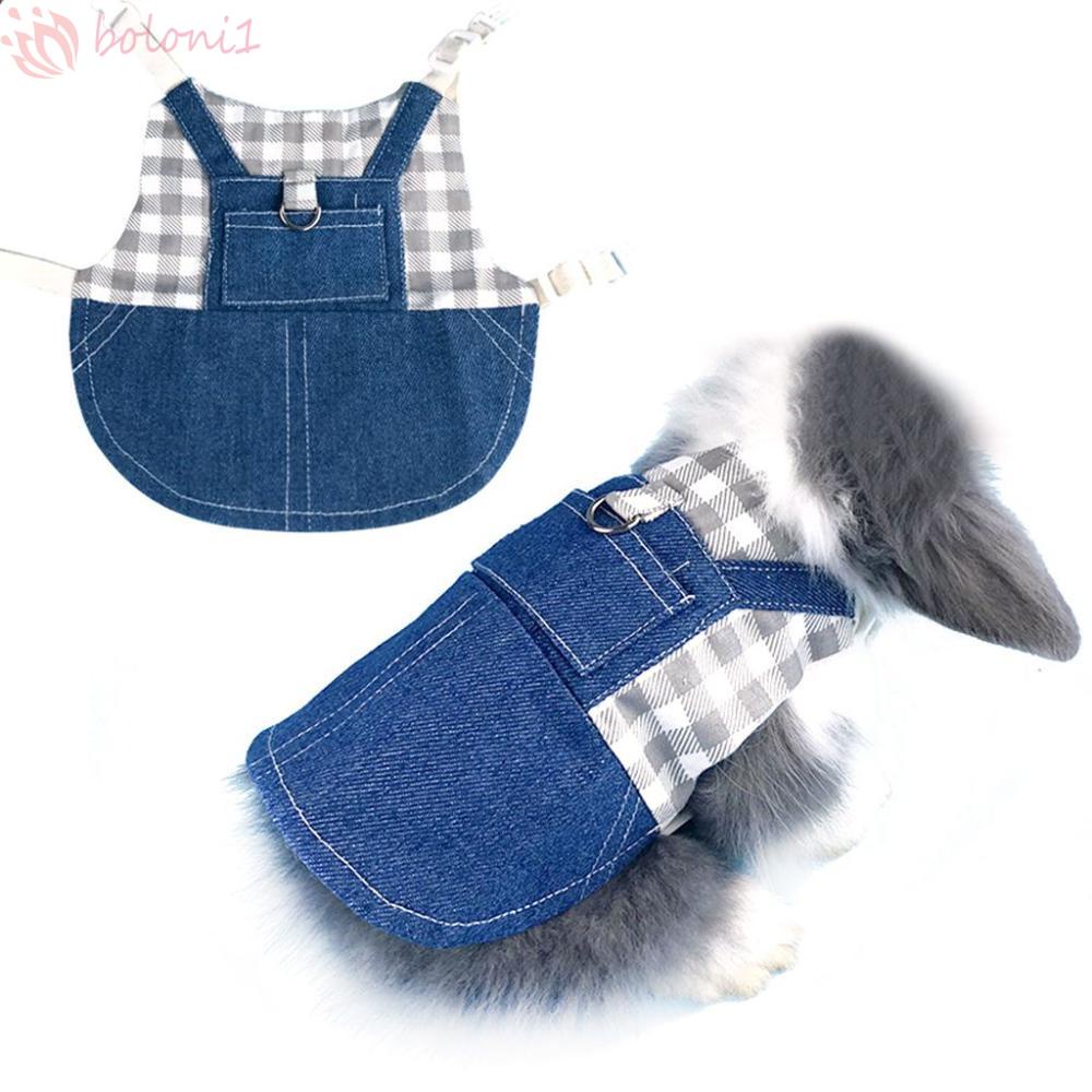 [COD] Áo Khoác Denim Nhẹ In Hình Thỏ Dễ Thương Kèm Dây Dắt Dành Cho Thú Cưng