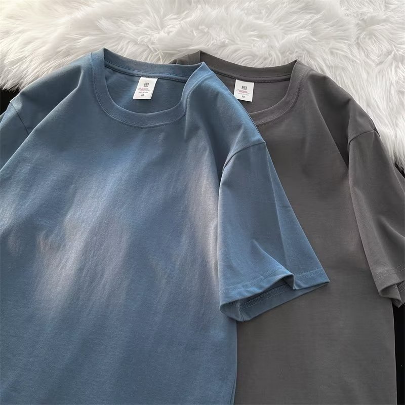 Áo Thun Tay Ngắn Màu Sắc Đơn Giản Phong Cách Đường Phố Cho Nam