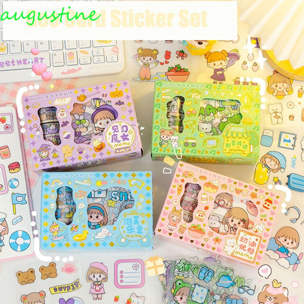 AUGUSTINE Bộ Miếng Dán Hình Goo Guka Hoạt Hình Bằng PVC Trang Trí Sổ Tay DIY