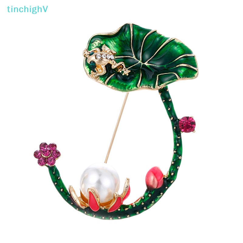 [TinchighV] Trâm Cài Áo Sơ Mi Hình Hoa Sen / Ếch Xanh Lá Tráng Men