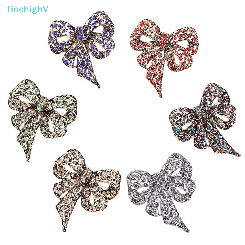 [TinchighV] Ghim Cài Áo Hình Nơ Đính Kim Cương Giả Bằng Kim Loại Cho Nữ