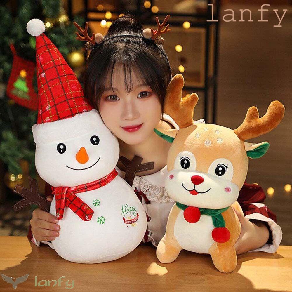 LANFY Búp Bê Nhồi Bông Mềm Mại Có Đèn LED Chủ Đề Giáng Sinh