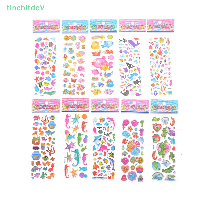 Bộ 5 Tấm Sticker Dán Trang Trí Sổ Tay Hình Cá Hoạt Hình Dễ Thương