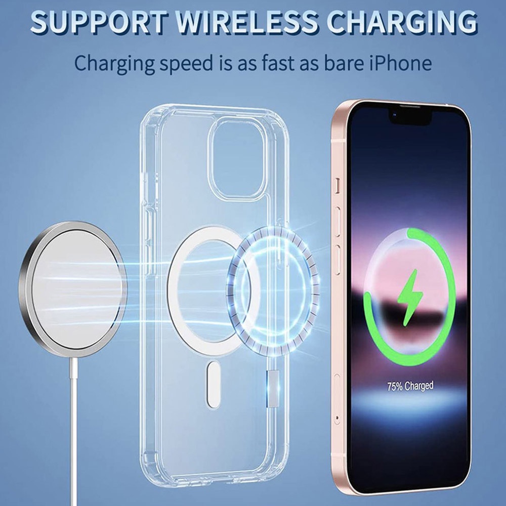 Ốp Điện Thoại TPU Mềm Chống Sốc Trong Suốt Từ Tính Sang Trọng Cho IPhone 14 13 12 11 Pro Max X XR 8 7 Plus