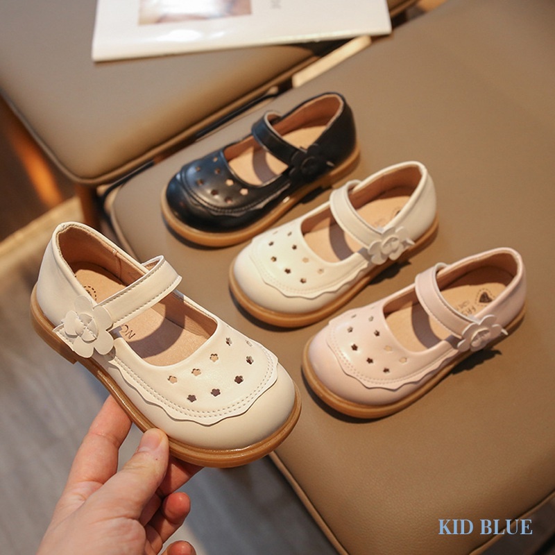 Giày Búp Bê Da Đế Mềm Thiết Kế Đục Lỗ Thời Trang Xuân Thu Cho Bé Gái