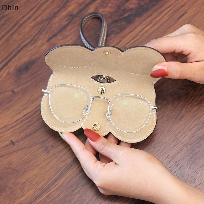 [Dhin] Convenient Anti Pressure Glasses Bag PU Leather Spectacle Case Sunglasses Storage Hanging Bag Glasses Case Protective Cover COD