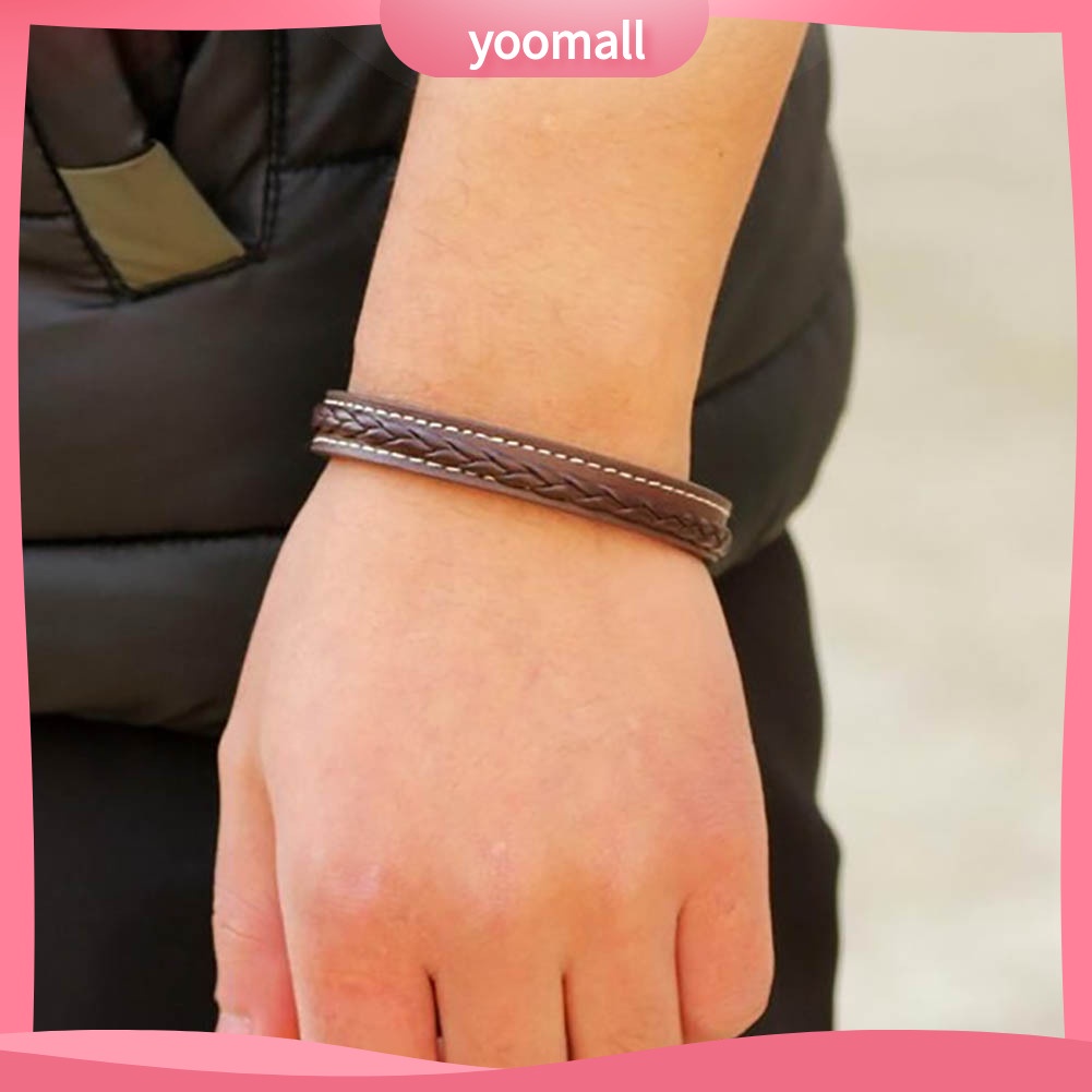 [YM] Vòng Tay Bện Dây Màu Trơn Khóa ic Thời Trang Quà Tặng Cho Nam