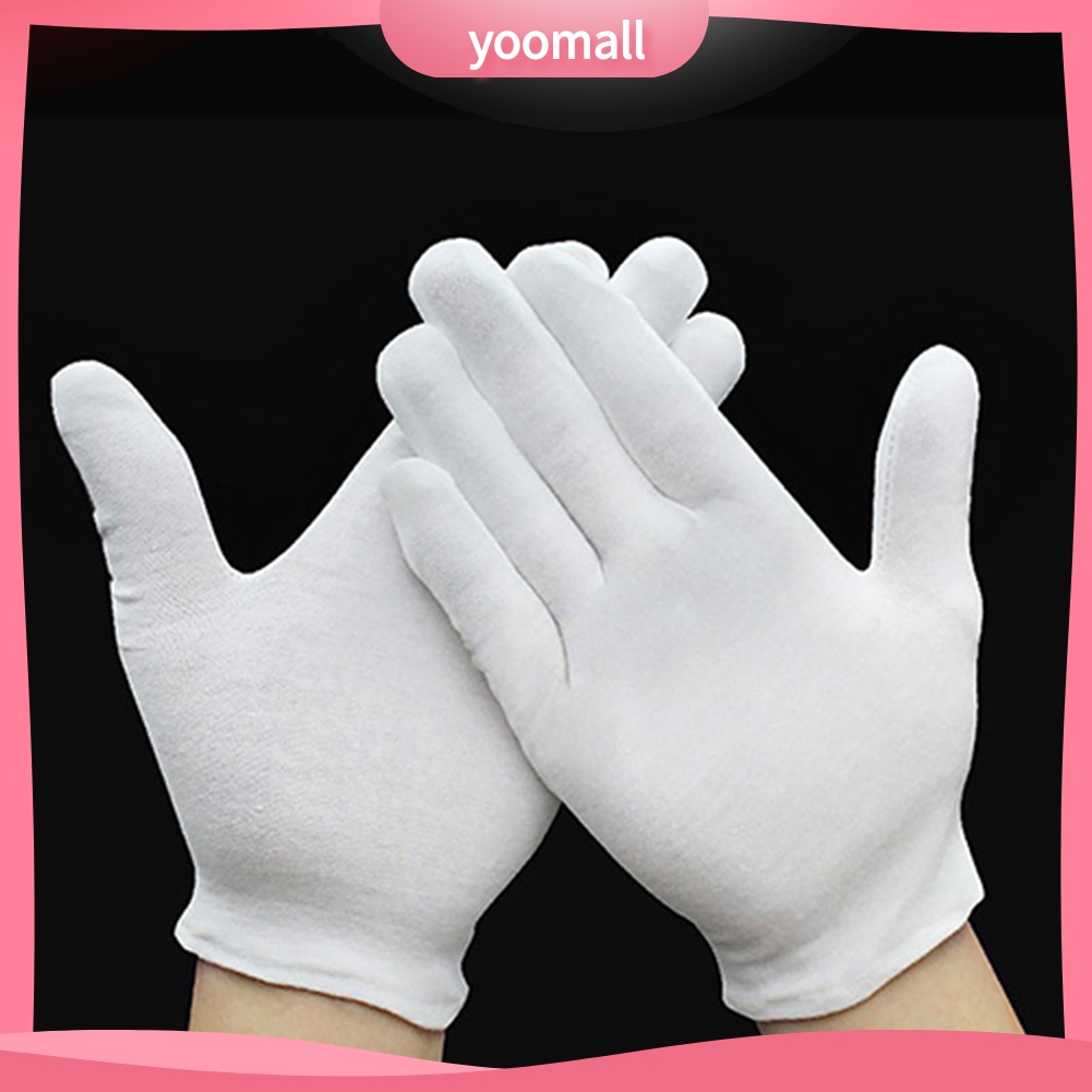 [YM] 12 Đôi Găng Tay Cotton Màu Trắng Kiểm Tra Trang Sức Công Sở