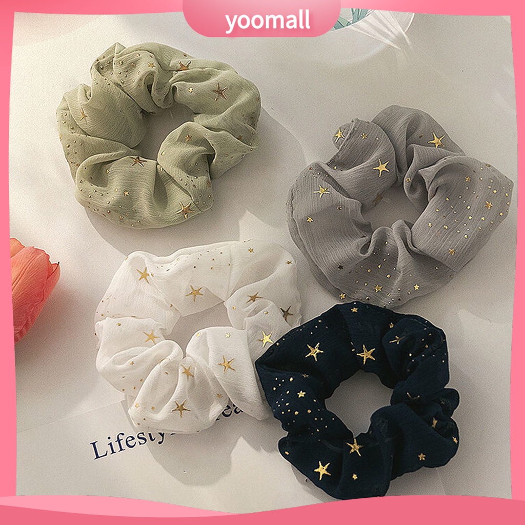 Dây Cột Tóc Chiffon Co Giãn Đính Ngôi Sao Lấp Lánh Thanh Lịch Cho Nữ