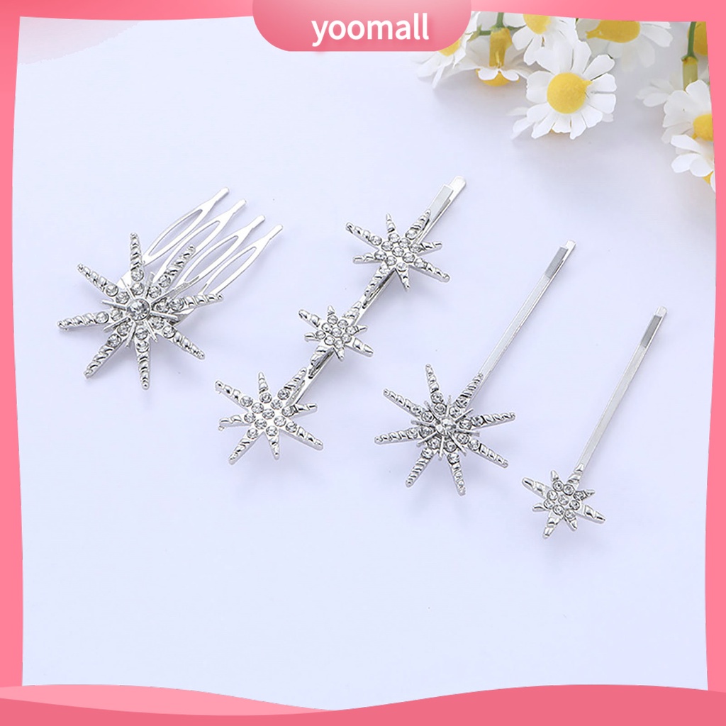 Set 4 Kẹp Tóc Hình Ngôi Sao Đính Đá Thời Trang Cho Cô Dâu
