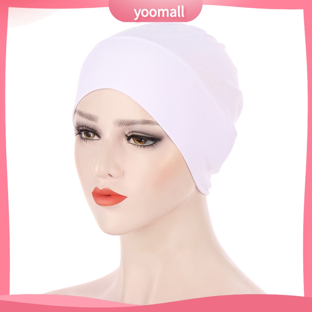 Mũ Turban Trùm Đầu Co Giãn Màu Trơn Cho Nữ