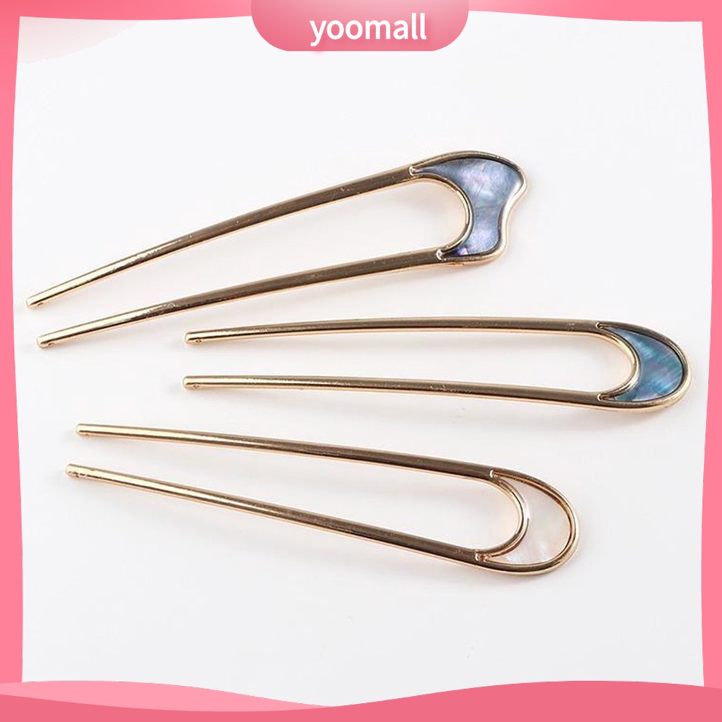 Kẹp Tóc Chữ U Bằng Thép Không Gỉ Màu Trơn Chống Biến Dạng Dành Cho Nữ