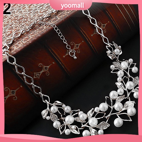 Vòng Cổ Choker Mặt Hình Lá Đính Ngọc Trai Nhân Tạo Sang Trọng Thời Trang Dành Cho Nữ