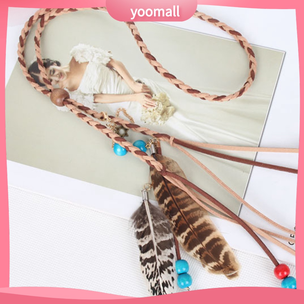 Băng Đô Bện Dây Giả Da Đính Hạt Phong Cách Boho Cổ Điển Dành Cho Nữ