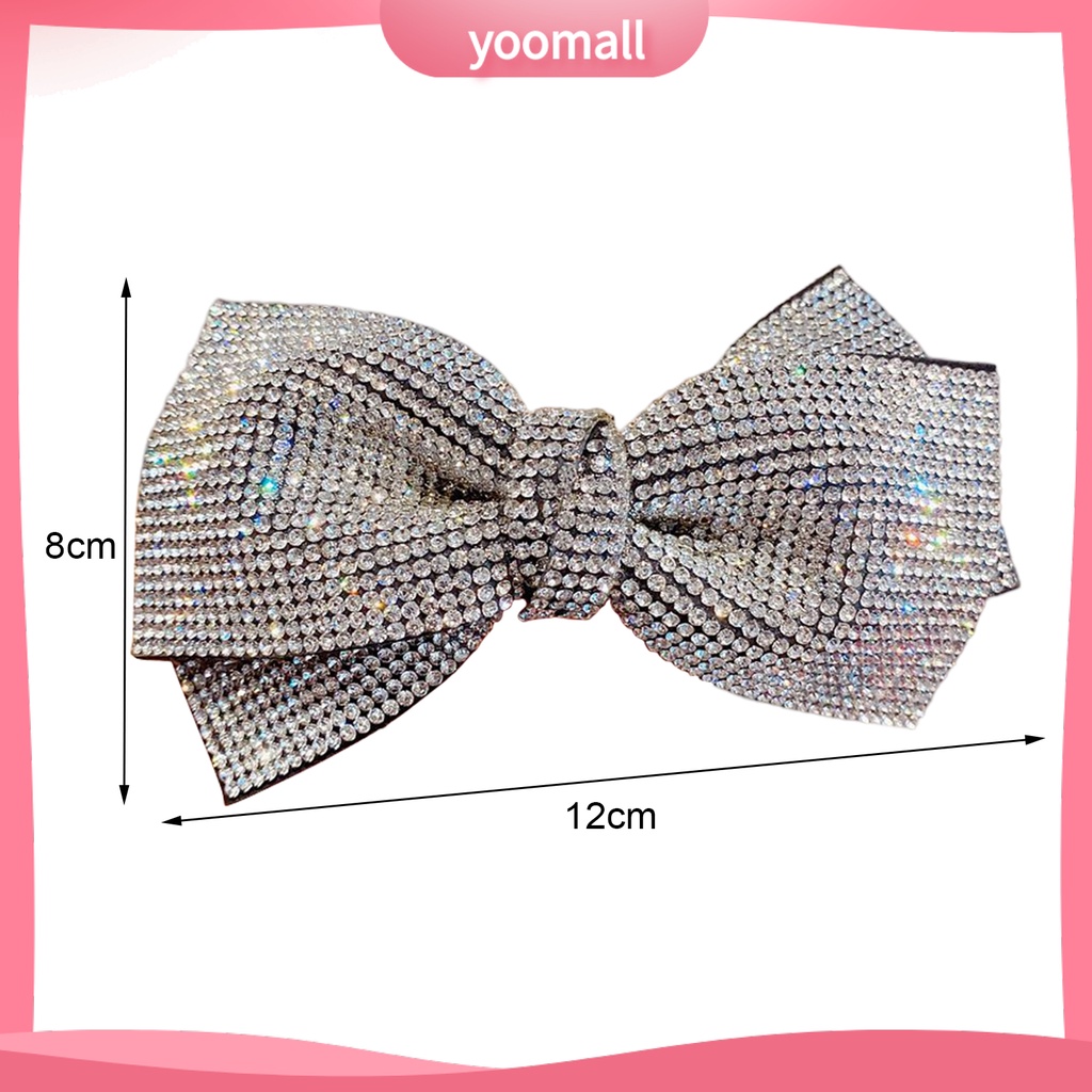 Kẹp Tóc Nơ Đính Đá Lấp Lánh Cố Định Chống Trượt Chống Rơi Vỡ