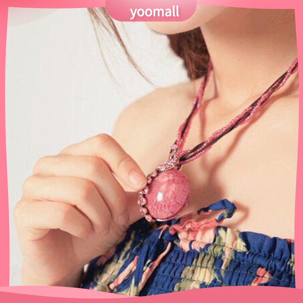 Vòng cổ Mặt Tròn Hình Chim Công Đính Đá Opal Nhân Tạo Phong Cách Bohemian